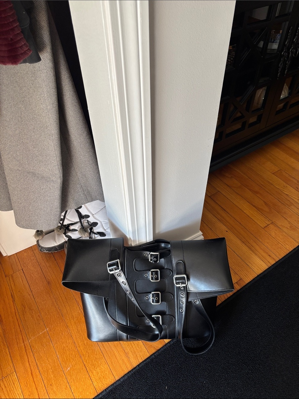 Black Women's Buckle Tote Bag
